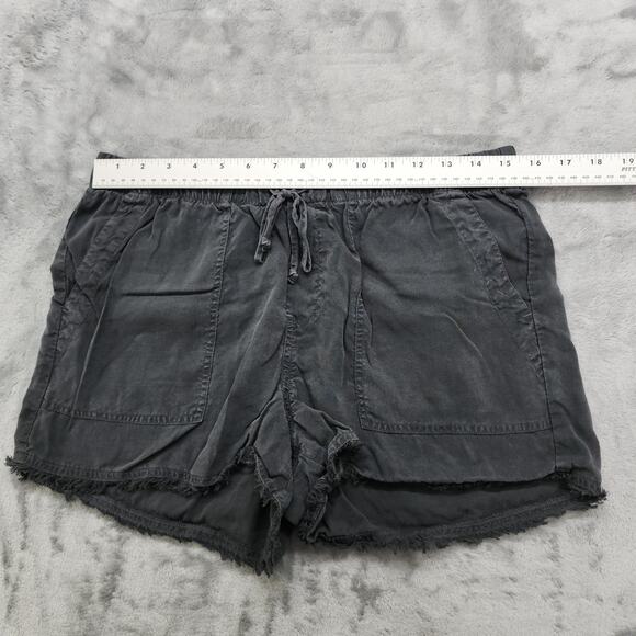 Bella Dahl Shorts Womens M Black Soft Drawstring Waist Frayed Hem Pockets Boho - Picture 6 of 10